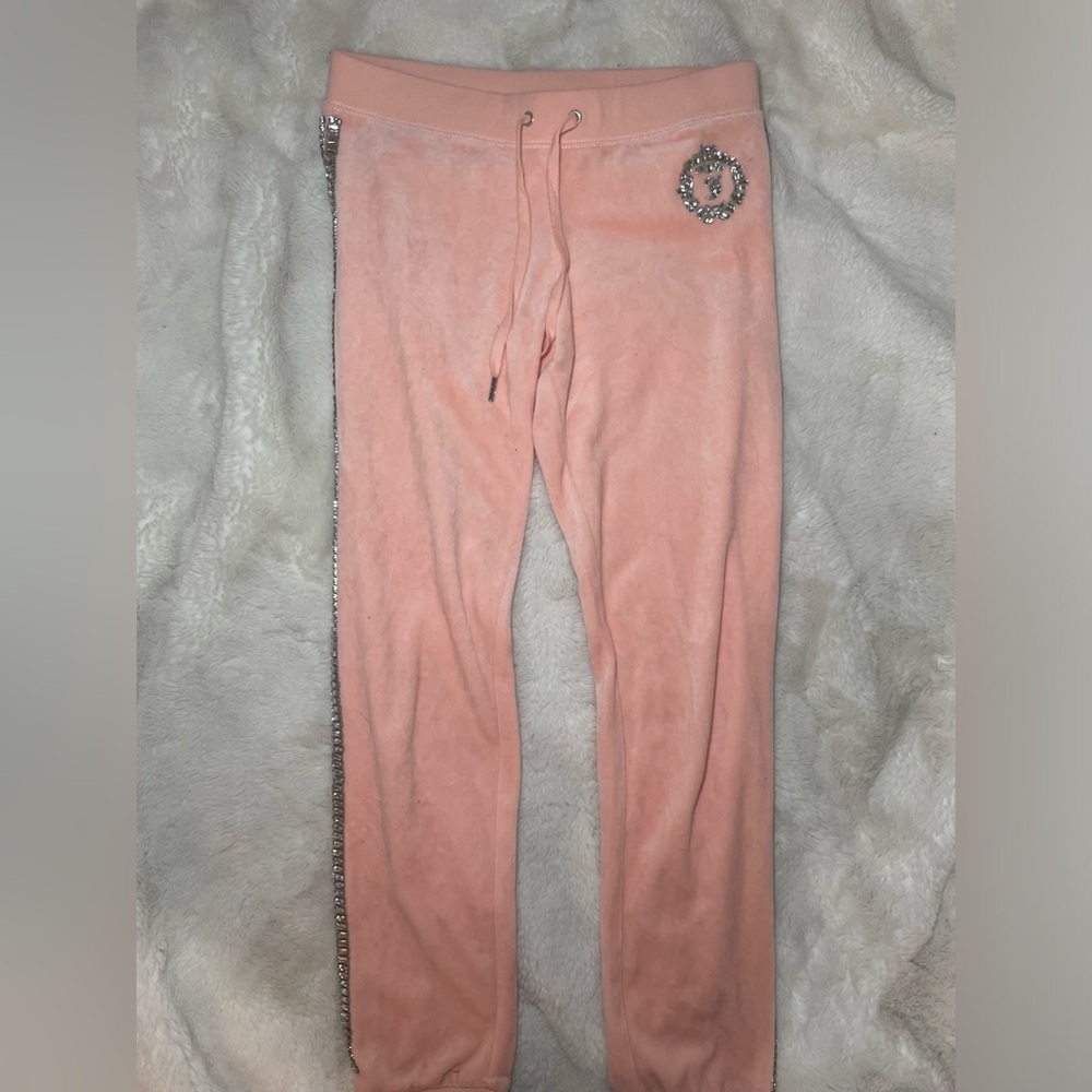 Juicy couture pink rhinestone velour pants